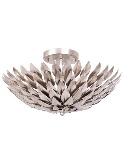 Broche 16 inch Semi Flush-Mount Ceiling Light in Antique Silver.
